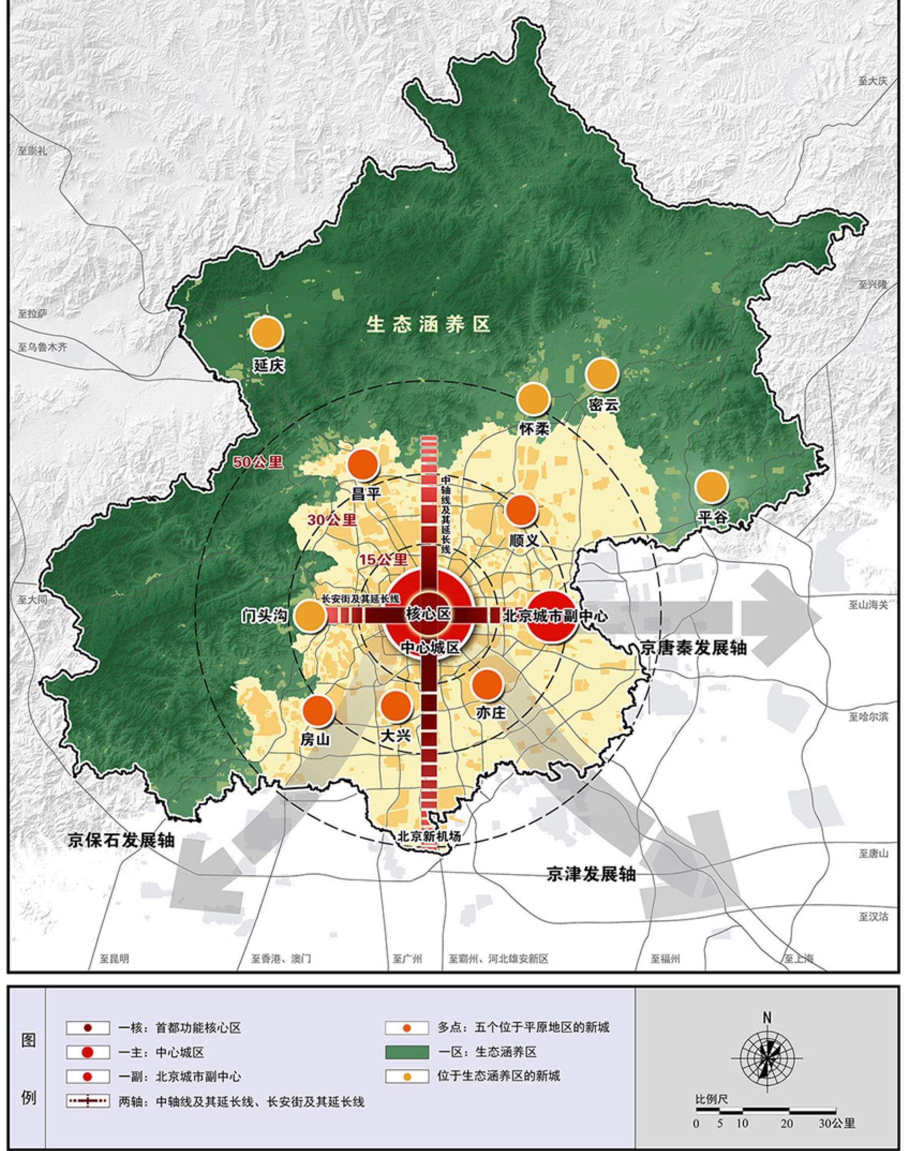 北京城市总体规划—北京市域空间结构规划图